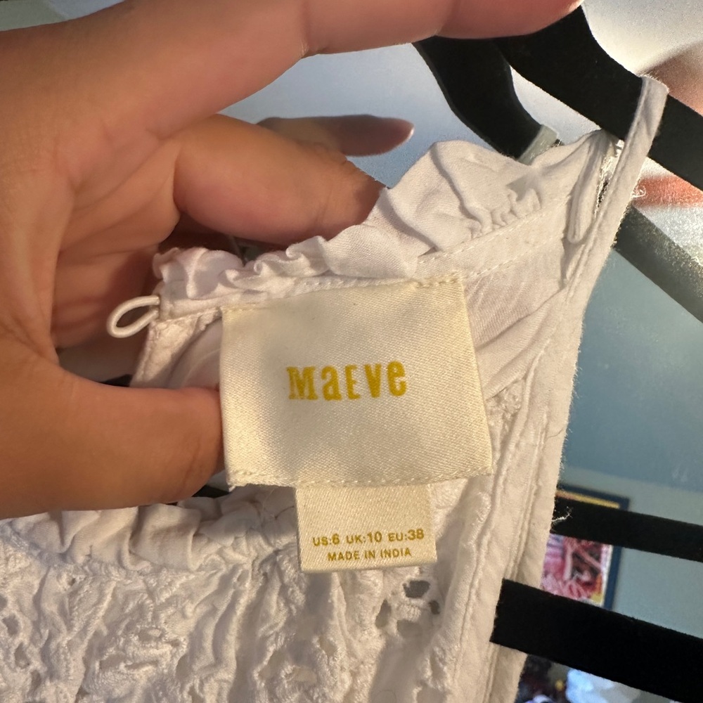Anthropologie Maeve Tiered Eyelet White Midi Dress - Picture 7 of 11